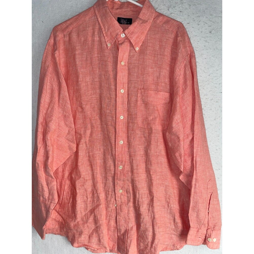 Brooks Brothers 346 Mens XL Pink Long Sleeve Button Down Shirt 100% Linen NEW